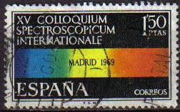 ESPAÑA 1969 1924 Sello XV Colloquium Spectroscopicum Intenacionale Madrid usado Espana Spain Espagne Spagna Spanje Spanien 